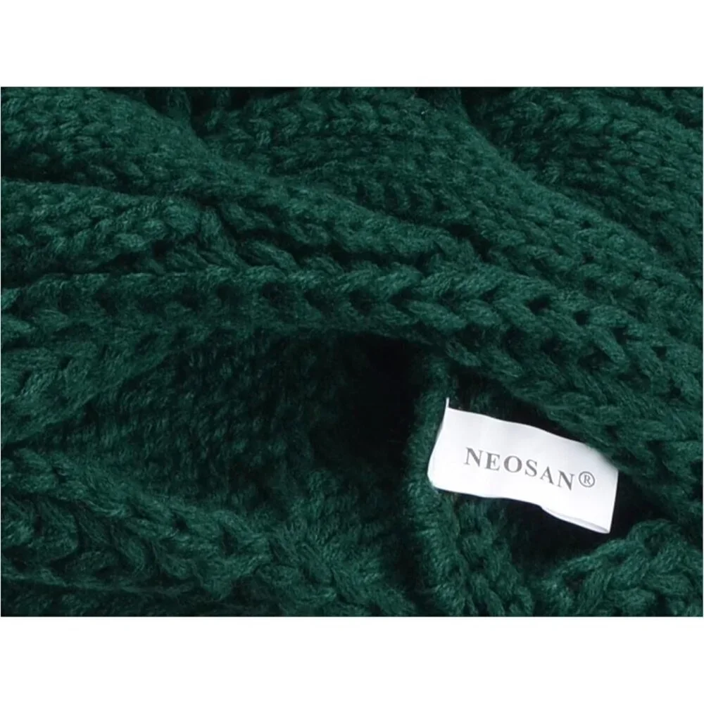 Women's Twist Dark Green Thick Ribbed Knit Winter Infinity Circle Loop Scarf
